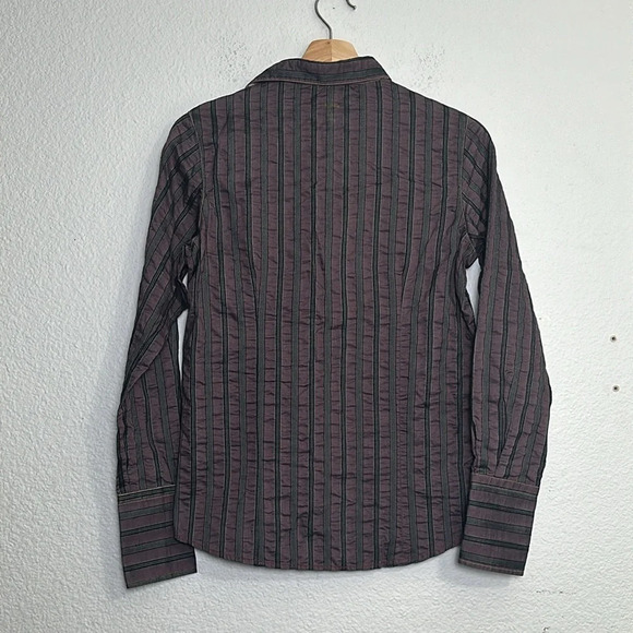 7 for all Mankind Button Down‎ Ruffle Front Long Sleeve Shirt Size Small Cotton - Picture 2 of 7